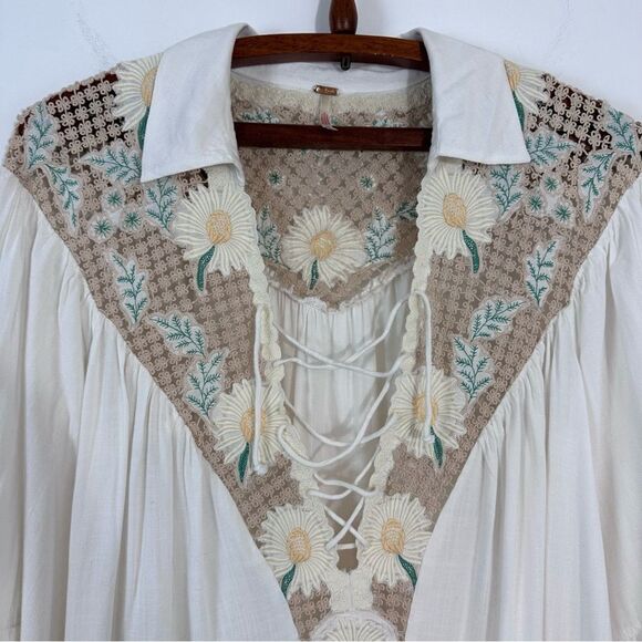 Free People Chain of Daisies Tunic Dress Ivory/Cream - Picture 7 of 16